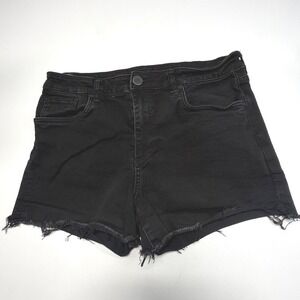 Kut From The Kloth Black Denim Shorts Raw Hem Size 10